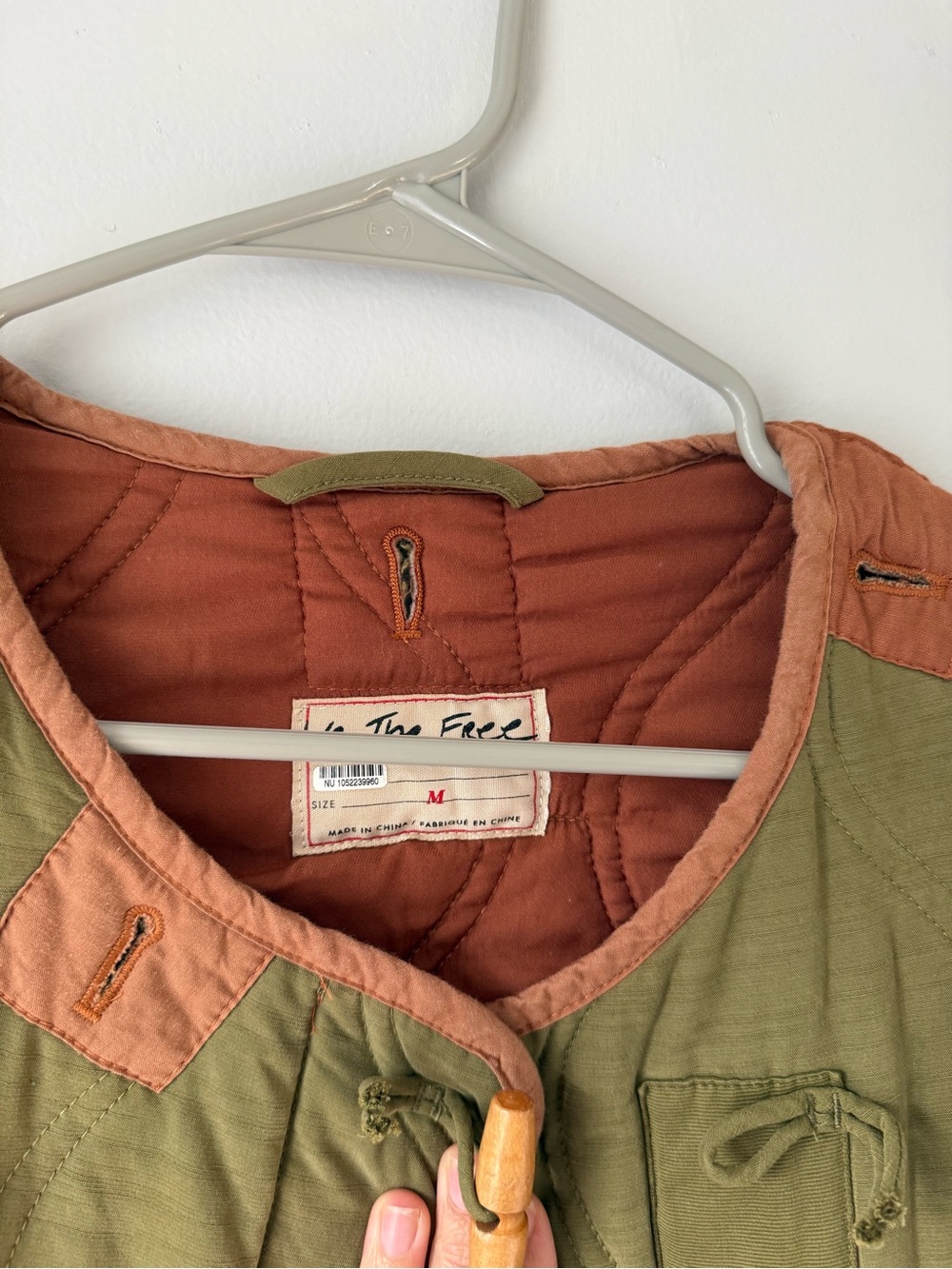 We The Free Lush It Duffle Coat Quilted Coat Army Green Brown Boho Soft Size M L - Picture 6 of 16